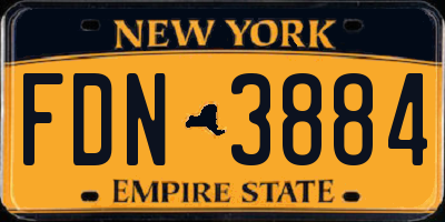 NY license plate FDN3884