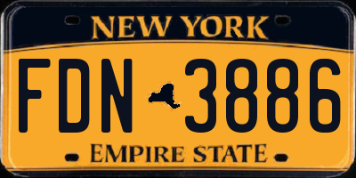 NY license plate FDN3886