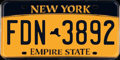 NY license plate FDN3892