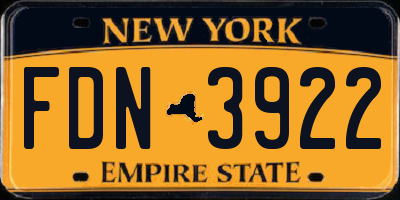 NY license plate FDN3922