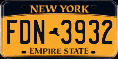NY license plate FDN3932