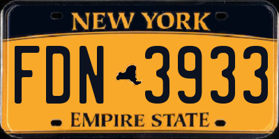 NY license plate FDN3933
