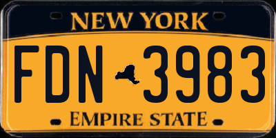 NY license plate FDN3983