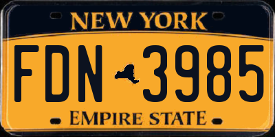 NY license plate FDN3985