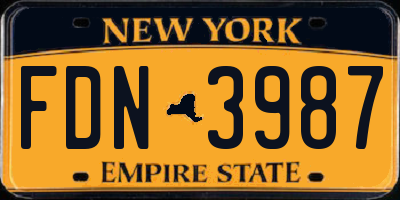 NY license plate FDN3987
