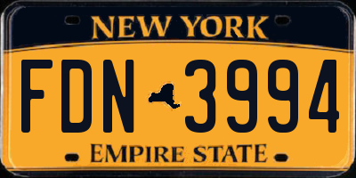 NY license plate FDN3994