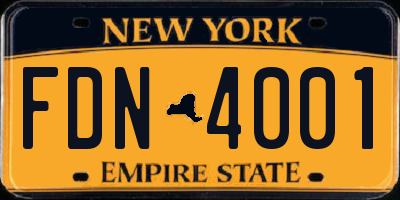 NY license plate FDN4001