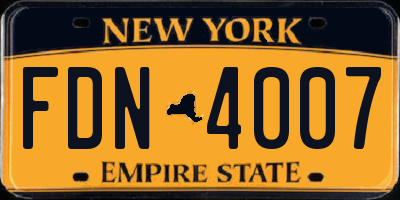 NY license plate FDN4007