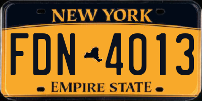 NY license plate FDN4013