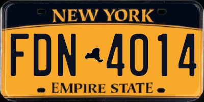 NY license plate FDN4014