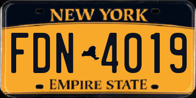 NY license plate FDN4019