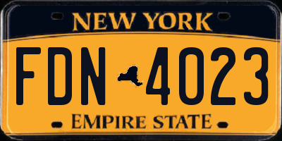 NY license plate FDN4023