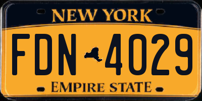 NY license plate FDN4029