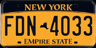 NY license plate FDN4033