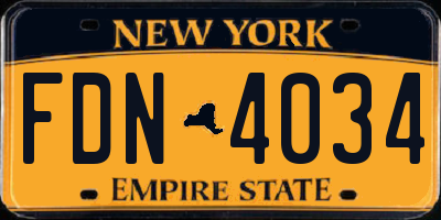 NY license plate FDN4034