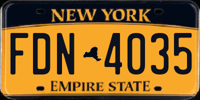 NY license plate FDN4035