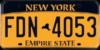 NY license plate FDN4053