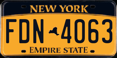 NY license plate FDN4063