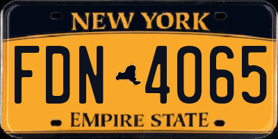 NY license plate FDN4065