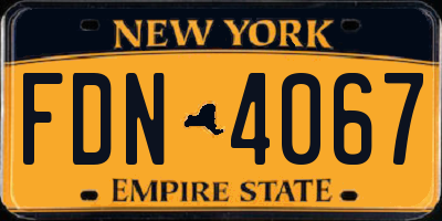 NY license plate FDN4067