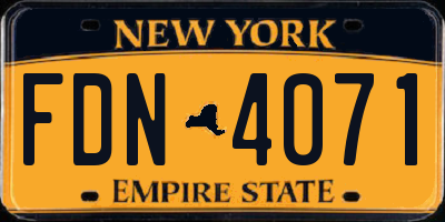 NY license plate FDN4071