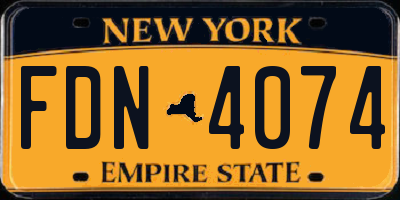 NY license plate FDN4074