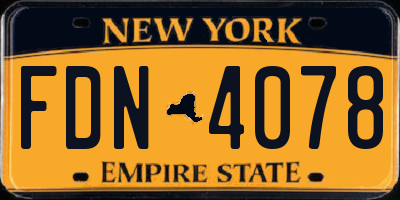 NY license plate FDN4078