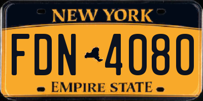 NY license plate FDN4080