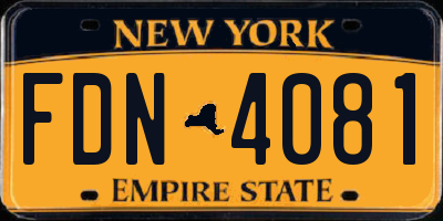 NY license plate FDN4081