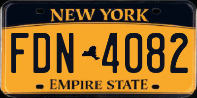 NY license plate FDN4082