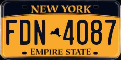 NY license plate FDN4087
