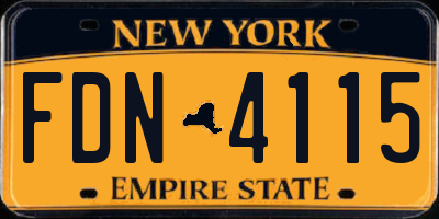 NY license plate FDN4115