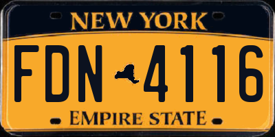 NY license plate FDN4116