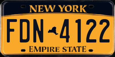 NY license plate FDN4122