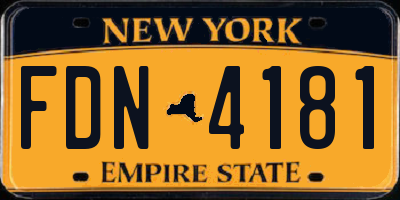 NY license plate FDN4181