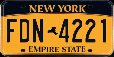 NY license plate FDN4221