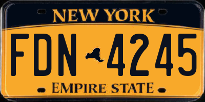 NY license plate FDN4245