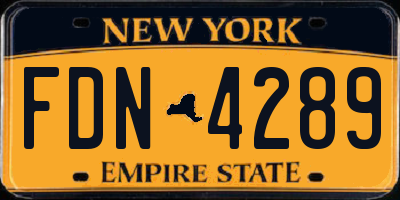NY license plate FDN4289