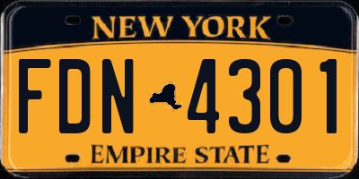 NY license plate FDN4301