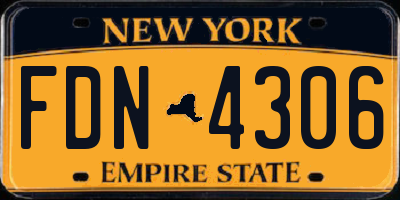 NY license plate FDN4306