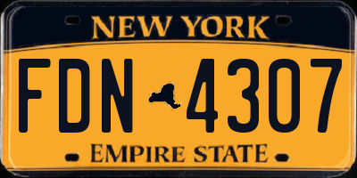 NY license plate FDN4307