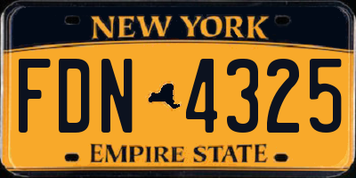 NY license plate FDN4325