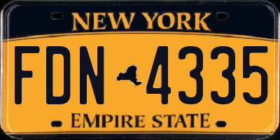 NY license plate FDN4335