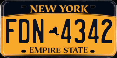 NY license plate FDN4342