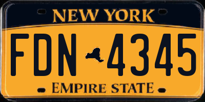 NY license plate FDN4345