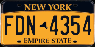 NY license plate FDN4354