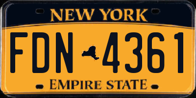 NY license plate FDN4361