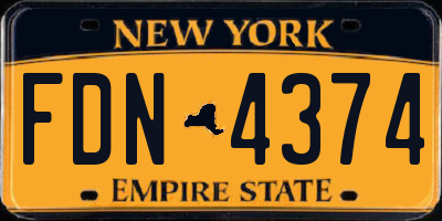 NY license plate FDN4374