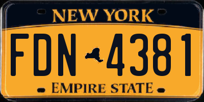 NY license plate FDN4381