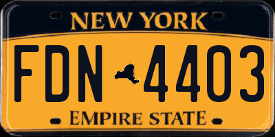 NY license plate FDN4403